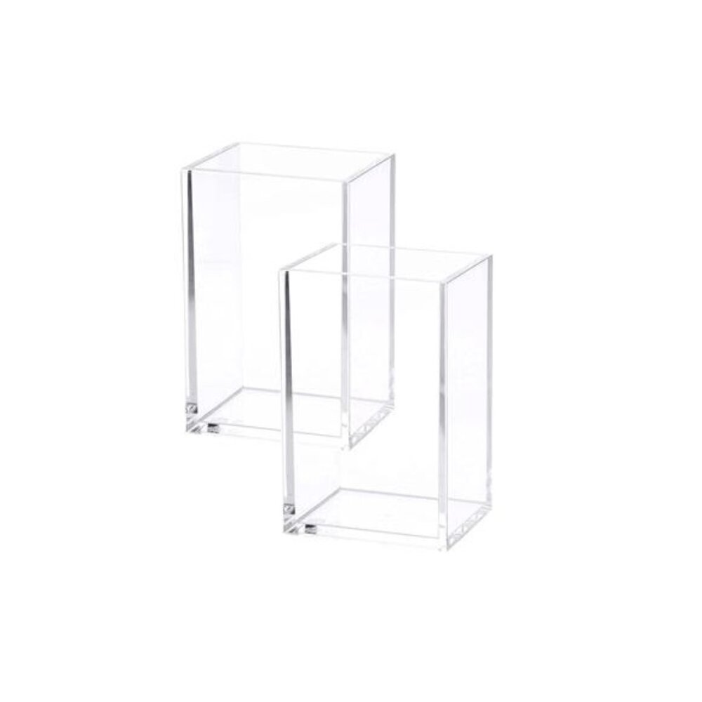 Clear Acrylic Pen Holder Pencil Cup Makeup Brush Holder Desk Organizer 2 Pack